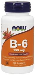 Now Foods B-6 Βιταμίνη για την Υγεία του Νευρικού Συστήματος 100mg 100 κάψουλες από το Pharm24