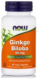 Now Foods Ginkgo Biloba 60mg 60 φυτικές κάψουλες