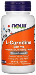 Now Foods L-Carnitine Συμπλήρωμα Διατροφής με Καρνιτίνη 250mg 60 φυτικές κάψουλες από το Pharm24