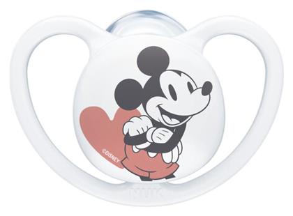 Nuk Ορθοδοντική Πιπίλα Σιλικόνης για 0-6 μηνών Space Mickey & Minnie με Θήκη Λευκό