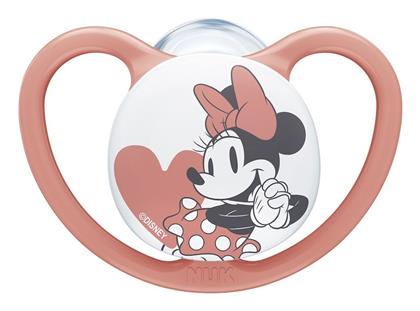 Nuk Ορθοδοντική Πιπίλα Σιλικόνης Space Mickey & Minnie Minnie Ροζ με Θήκη για 18-36 μηνών