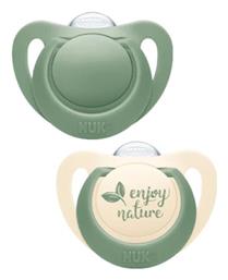 Nuk Πιπίλες Σιλικόνης For Nature Enjoy Nature Μπεζ - Πράσινο για 18-36 μηνών 2τμχ