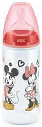 Nuk Πλαστικό Μπιμπερό First Choice Plus Mickey & Minnie Κατά των Κολικών με Θηλή Σιλικόνης 300ml για 6-18 μηνών Red