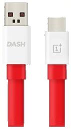 OnePlus Flat USB 2.0 Cable USB-C male - USB-A male Κόκκινο 1m (0202003201)