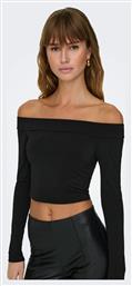 Only Γυναικείο Crop Top Off-Shoulder Μακρυμάνικο Μαύρο.