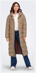 Only Μακρύ Γυναικείο Puffer Μπουφάν για Χειμώνα Tigers Eye