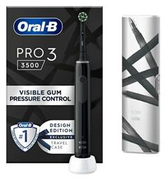 Oral-B Pro 3 3500 Design Edition Ηλεκτρική Οδοντόβουρτσα με Χρονομετρητή, Αισθητήρα Πίεσης και Θήκη Ταξιδίου Black από το e-shop