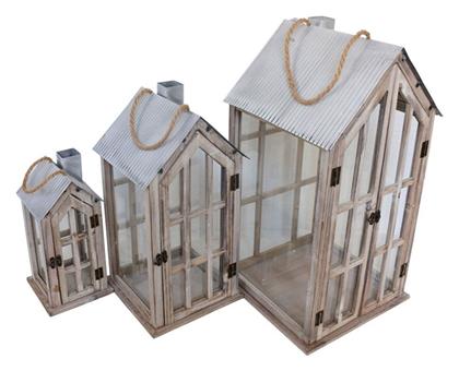 Pakketo Bearie Σετ Φαναράκια Μεταλλικά Επιτραπέζια Καφέ 31x31x60εκ. 3τμχ