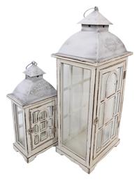Pakketo Folly Σετ Φαναράκια Μεταλλικά Λευκά 26x20x63εκ. 2τμχ