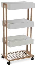 Pakketo Irene Τρόλεϊ Κουζίνας Ξύλινο Λευκό 4 Θέσεων 41x31x88cm