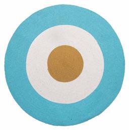 Palamaiki Παιδικό Χαλί Βαμβακερό Στρογγυλό με Διάμετρο 140cm Tricolore Aqua