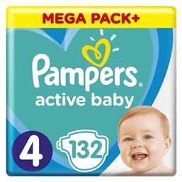 Pampers Active Baby Πάνες με Αυτοκόλλητο No. 4 για 9-14kg 132τμχ