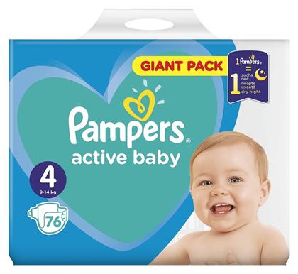 Pampers Active Baby Πάνες με Αυτοκόλλητο No. 4 για 9-14kg 76τμχ από το Pharm24