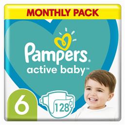 Pampers Active Baby Πάνες με Αυτοκόλλητο No. 6 για 13-18kg 128τμχ