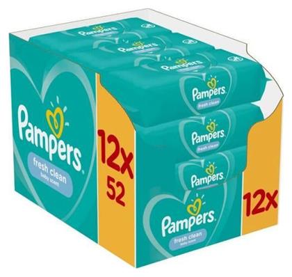 Pampers Fresh Clean Μωρομάντηλα χωρίς Οινόπνευμα 12x52τμχ