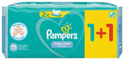 Pampers Fresh Clean Μωρομάντηλα χωρίς Οινόπνευμα 2x52τμχ από το Pharm24