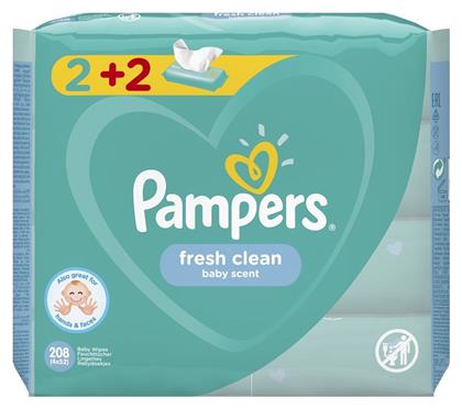 Pampers Fresh Clean Μωρομάντηλα χωρίς Οινόπνευμα 4x52τμχ από το e-Fresh