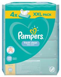 Pampers Fresh Clean Μωρομάντηλα χωρίς Οινόπνευμα 4x80τμχ από το Pharm24