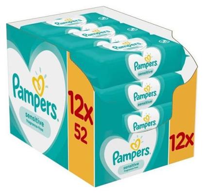 Pampers Μωρομάντηλα Sensitive χωρίς Άρωμα & Οινόπνευμα Συσκευασία με Αυτοκόλλητο 12x52τμχ από το Pharm24