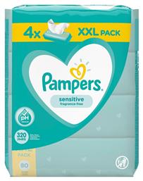 Pampers Sensitive Μωρομάντηλα χωρίς Οινόπνευμα & Άρωμα 4x80τμχ