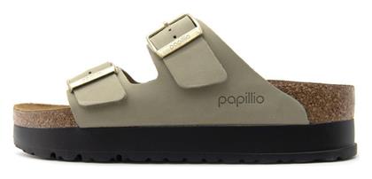 Papillio Arizona Δερμάτινα Γυναικεία Σανδάλια Flatforms σε Χακί Χρώμα από το X-ray shoes