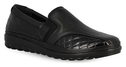 Parex Δερμάτινα Γυναικεία Slip-On Μαύρα