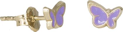 Παιδικά σκουλαρίκια Κ9 πεταλούδες μωβ 030790 030790 Χρυσός 9 Καράτια