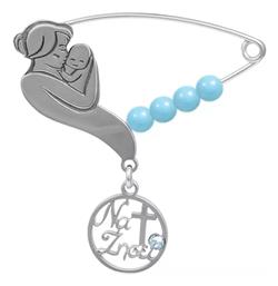 Παιδική Παραμάνα από Ασήμι με Σταυρό για Αγόρι