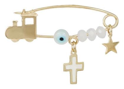 Παιδική Παραμάνα από Χρυσό 9K με Σταυρό για Αγόρι