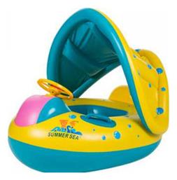 Παιδικό Σωσίβιο Swimtrainer με Διάμετρο 90εκ. και Σκίαστρο για 3 Ετών και Άνω Κίτρινο