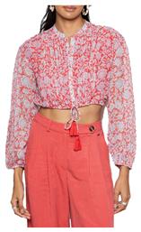 Pepe Jeans Γυναικείο Crop Top με Μανίκι 3/4 Καλοκαιρινό Floral Κόκκινο