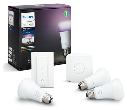 Philips E27 A60 10W RGBW Dimmable Smart 3τμχ