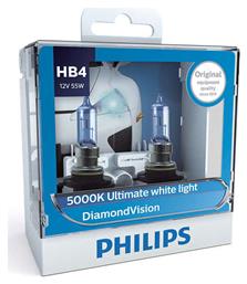 Philips Λάμπες Αυτοκινήτου & Μοτοσυκλέτας DiamondVision HB4-9006 Αλογόνου 5000K 12V 55W 2τμχ