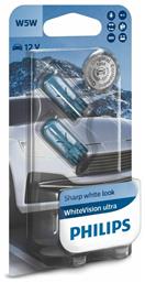 Philips Λάμπες Αυτοκινήτου WhiteVision Ultra W5W 3300K Θερμό Λευκό 12V 5W 2τμχ