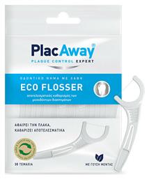 PlacAway Eco Flosser Οδοντικό Νήμα με Γεύση Μέντα και Λαβή σε Λευκό χρώμα 30τμχ