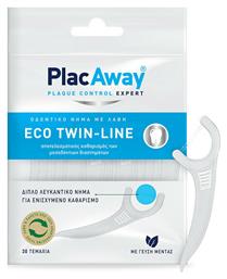 PlacAway Eco Twin-Line Οδοντικό Νήμα με Γεύση Μέντα και Λαβή σε Λευκό χρώμα 30τμχ από το Pharm24