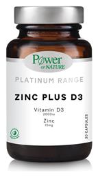 Power Of Nature Platinum Range Zinc Plus D3 15mg 2000iu 30 κάψουλες από το Pharm24