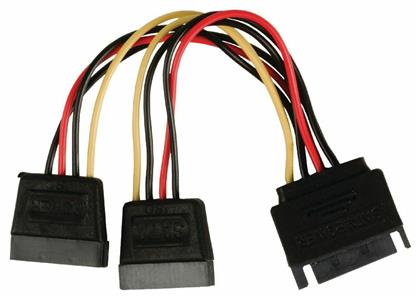 Powertech 15-Pin Sata male - 2x 15-Pin Sata female Cable Μαύρο (CAB-W012)