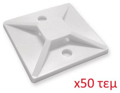 Powertech Αυτοκόλλητη Βάση Δεματικών 30x30mm 50τμχ Λευκό