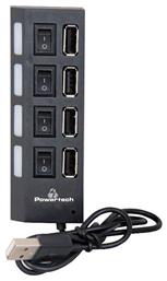 Powertech USB 2.0 Hub 4 Θυρών με σύνδεση USB-A