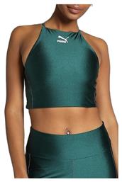 Puma T7 Shiny Γυναικείο Αθλητικό Crop Top Αμάνικο Πράσινο