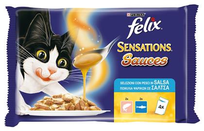 Purina Felix Sensations Sauces Σαρδέλα / Σολομός 85gr 4τμχ από το e-Fresh