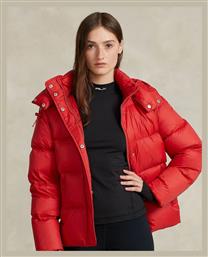 Ralph Lauren Κοντό Γυναικείο Puffer Μπουφάν για Χειμώνα Κόκκινο