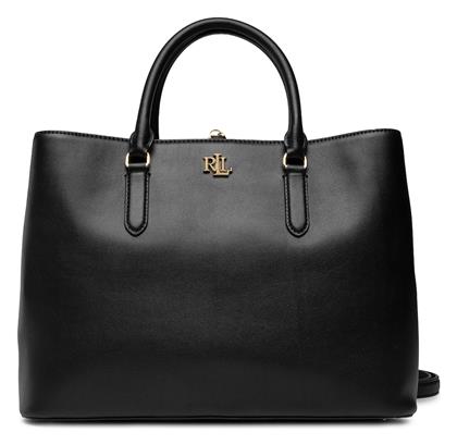 Ralph Lauren Marcy 36 Δερμάτινη Γυναικεία Τσάντα Tote Χειρός Μαύρη