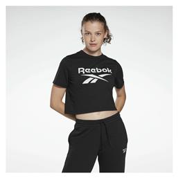 Reebok Identity Γυναικείο Αθλητικό Crop Top Κοντομάνικο Μαύρο Μαύρο