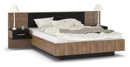 Romilly Κρεβάτι Υπέρδιπλο για Στρώμα 160x200cm Μαύρο Gloss / Καρυδί