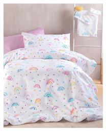 Rythmos Σετ Σεντόνια Ημίδιπλα με Λάστιχο Βαμβακερά Symbol Rainbow 160x260cm 3τμχ