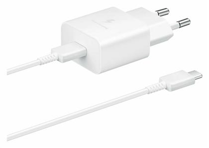 Samsung Φορτιστής με Θύρα USB-C και Καλώδιο USB-C 15W Power Delivery Λευκός (EP-T1510X)