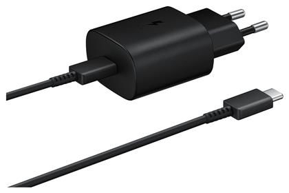 Samsung Φορτιστής με Θύρα USB-C και Καλώδιο USB-C 25W Μαύρος (EP-TA800X Bulk) από το e-shop