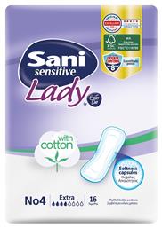 Sani Sensitive Lady Extra No4 Γυναικείες Σερβιέτες Ακράτειας Κανονικής Ροής 4 Σταγόνες 16τμχ